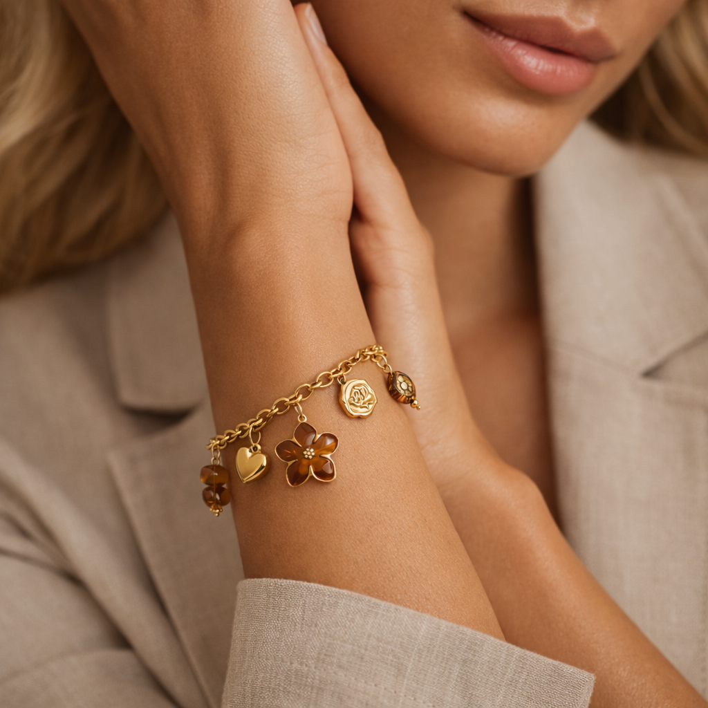 Bracelet aux Charms Floraux | Jardin Doré