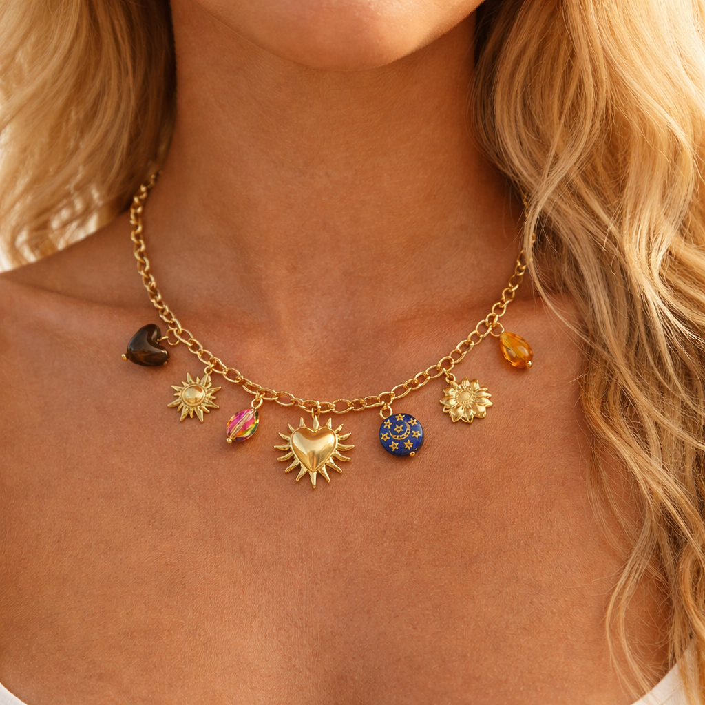 Collier doré à breloques | Célestes