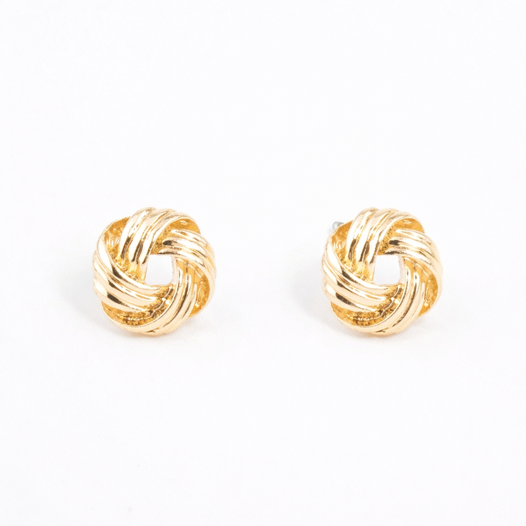 Boucles d’oreilles dorées à nœud texturé | Classe