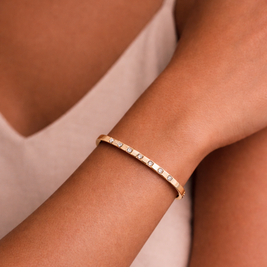 Jonc Doré Cristaux Carrés | Minimalisme