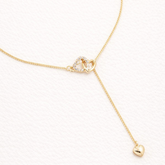 Collier Doré Cœur Entrelacé Sertis de Zircons | Élégance Intemporelle