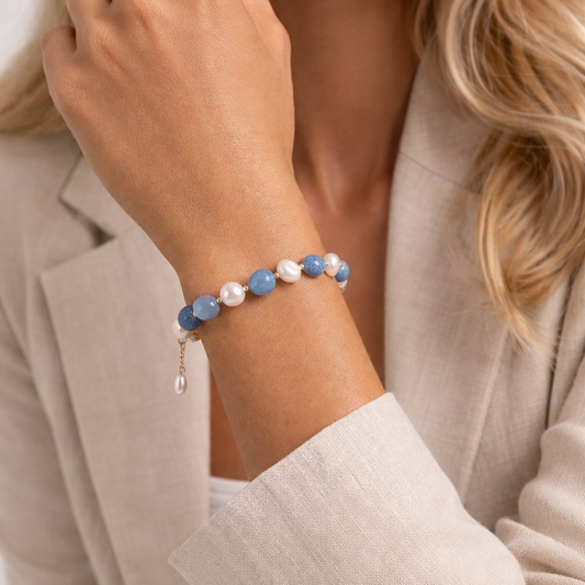 Bracelet Perles Bleu & Blanc | Douceur