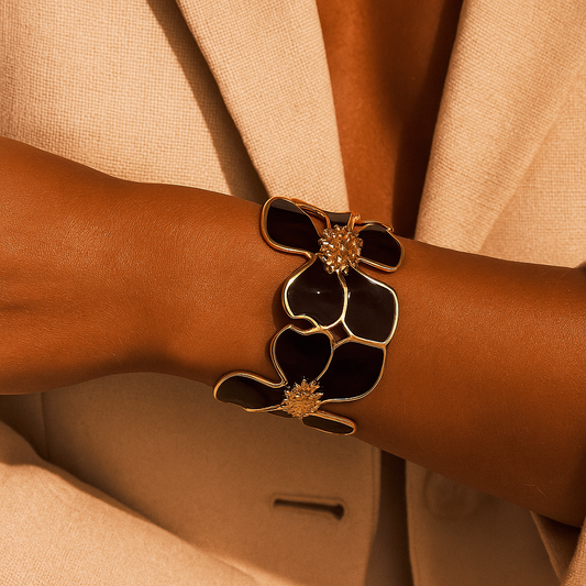 Manchette Fleurs Marron & Doré | Sublime