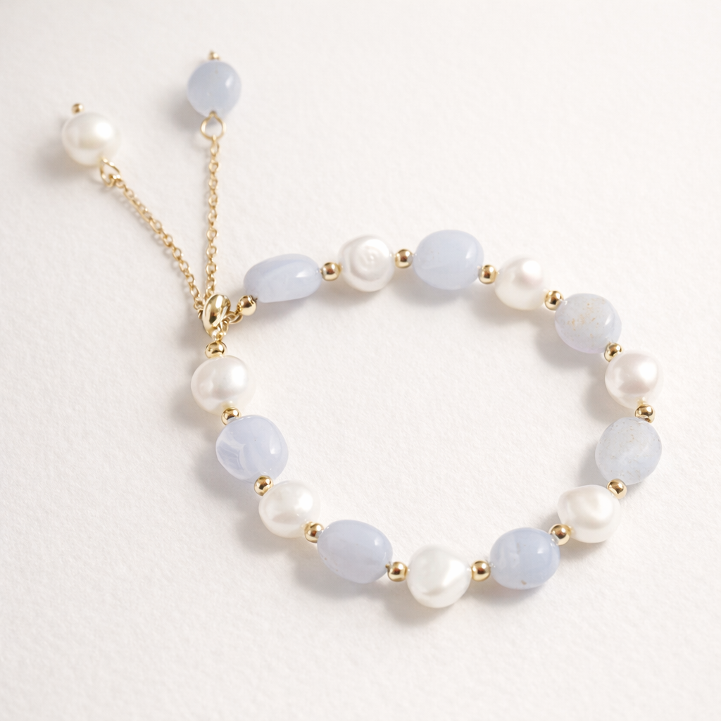 Bracelet Perles Bleu clair & Blanc | Douceur