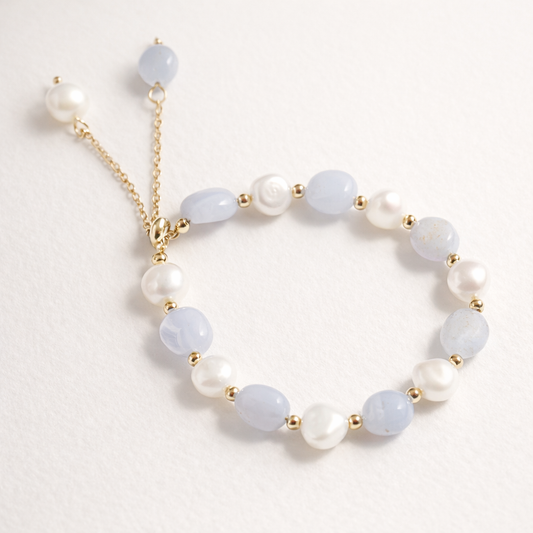 Bracelet Perles Bleu clair & Blanc | Douceur