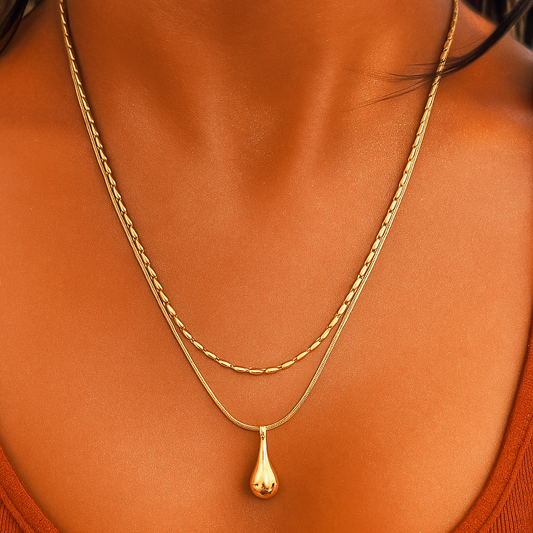 Collier Double Tour & Pendentif Goutte | Éclat