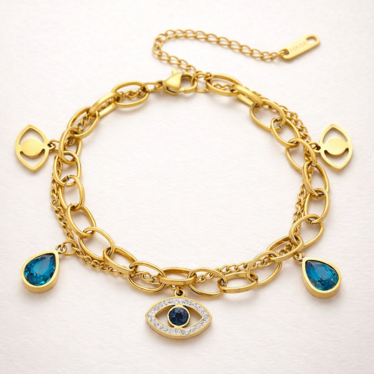 Bracelet Double Chaîne Œil Doré | Symbolique