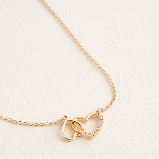 Collier Doré Cœur Entrelacé Sertis de Zircons | Amour