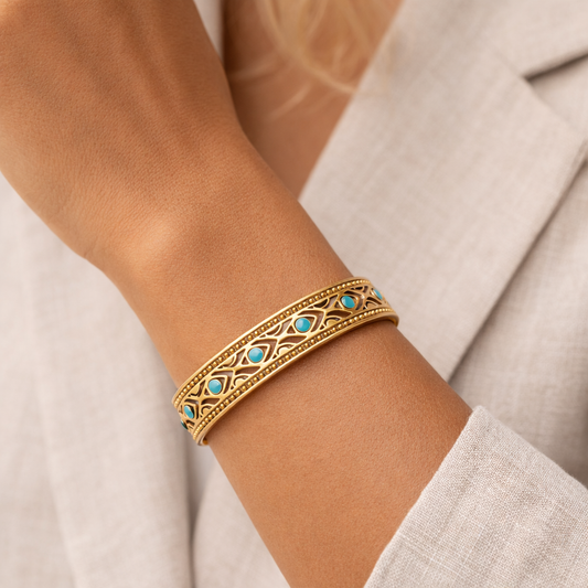 Bracelet Manchette & Éclat Turquoise | Harmonie