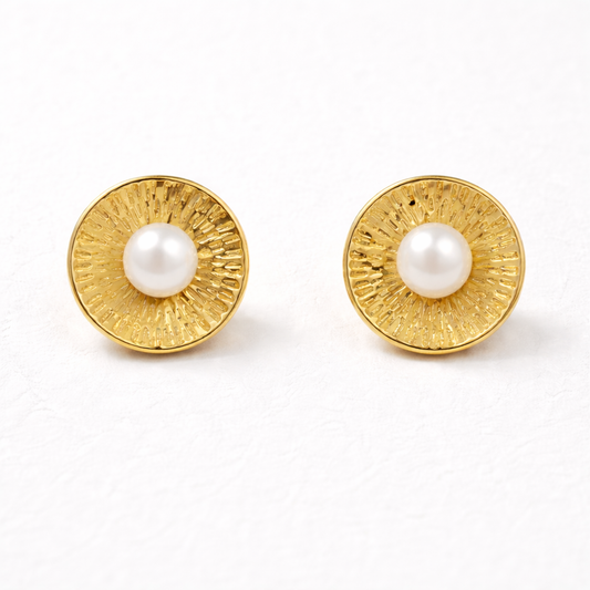 Boucles d’Oreilles Dorées & Perle | Élégance
