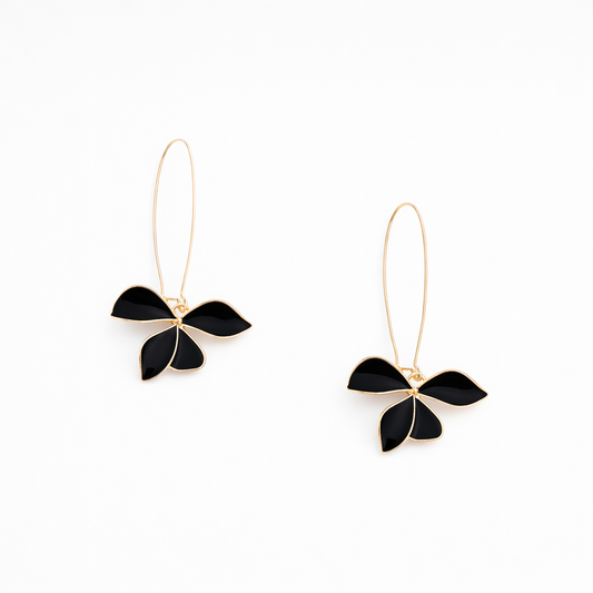 Boucles Fleur Noire Dorée | Intense