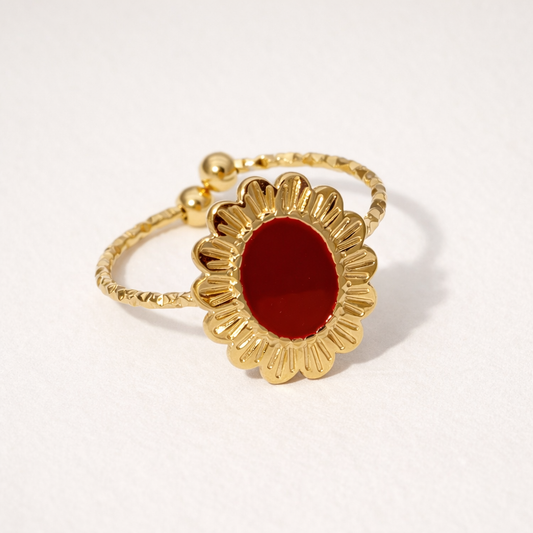 Bague Fleur Émaillée Rouge | Velours