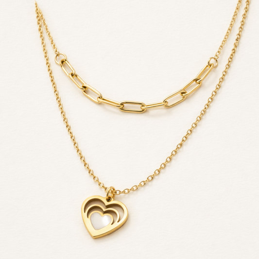 Collier Duo Cœur & Nacre | Romance