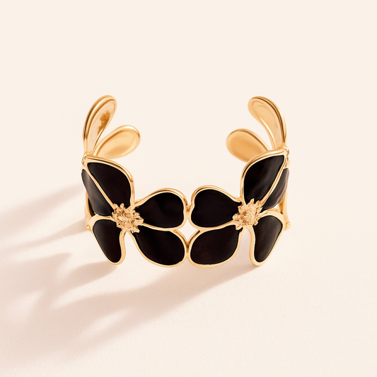 Manchette Fleurs Marron & Doré | Sublime