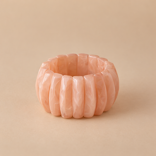 Bracelet résine pêche rosée marbré