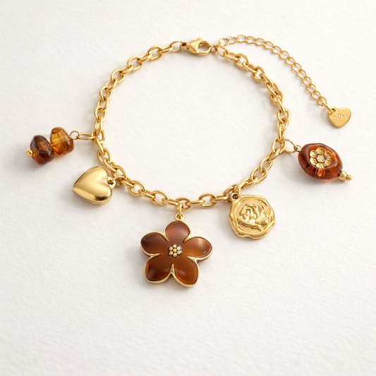 Bracelet aux Charms Floraux | Jardin Doré