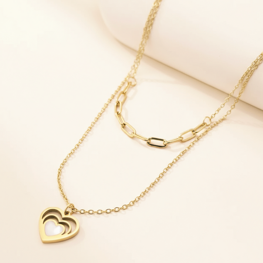 Collier Duo Cœur & Nacre | Romance