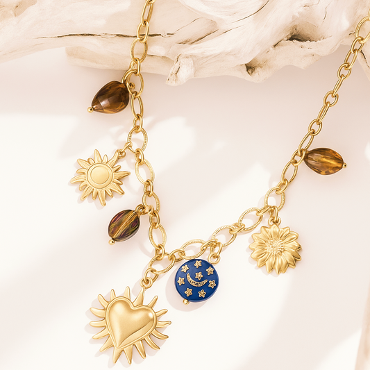 Collier doré à breloques | Célestes