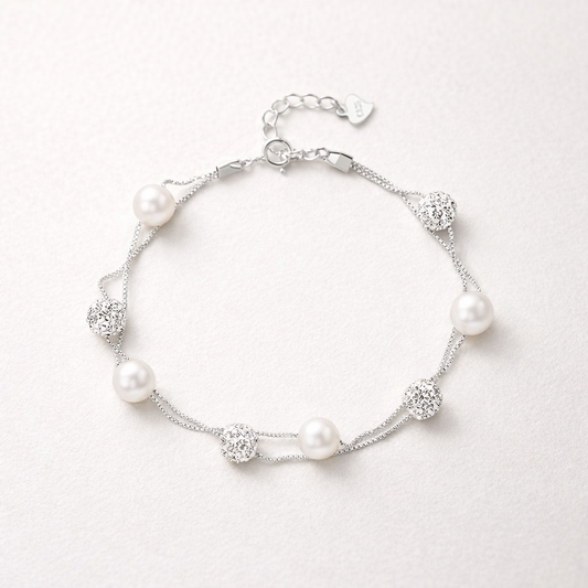 Bracelet Perles & Cœurs Argent | Douceur
