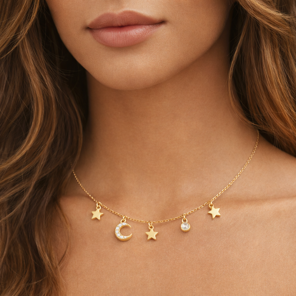 Collier Doré Nuit Étoilée | Poésie