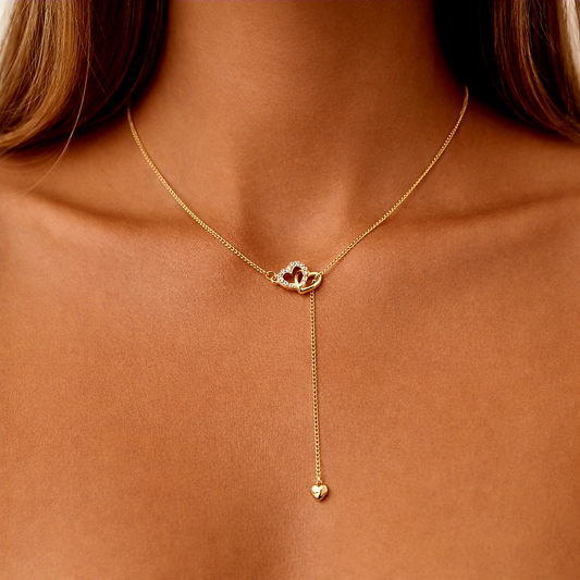 Collier Doré Cœur Entrelacé Sertis de Zircons | Élégance Intemporelle