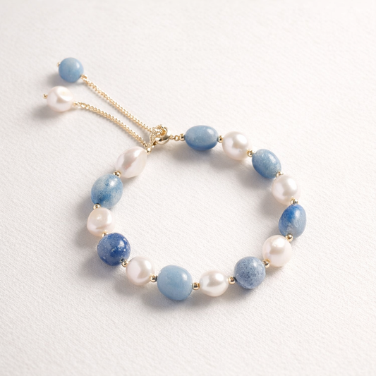 Bracelet Perles Bleu & Blanc | Douceur