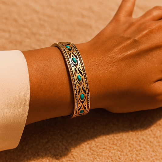 Bracelet Manchette & Éclat Turquoise | Harmonie