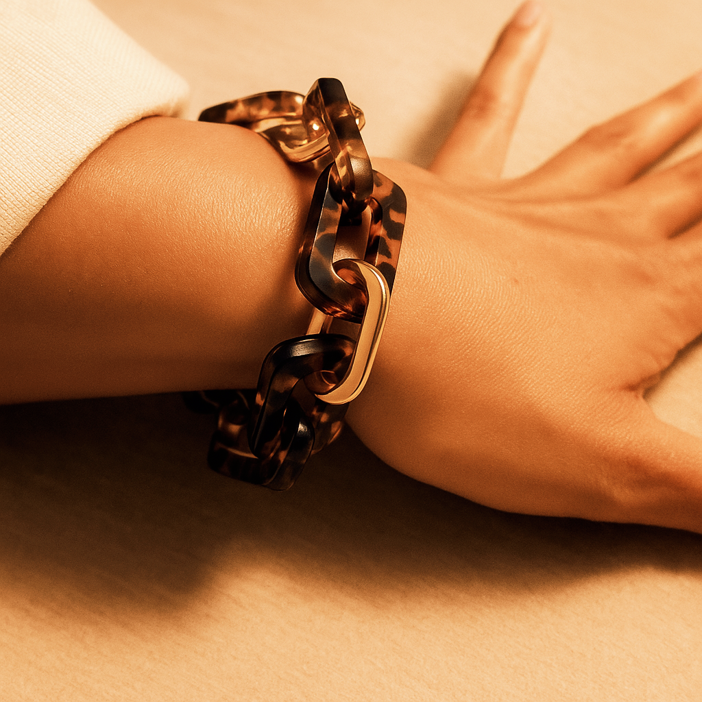 Bracelet Maillons Écaille & Doré | Signature