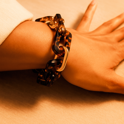 Bracelet Maillons Écaille & Doré | Signature