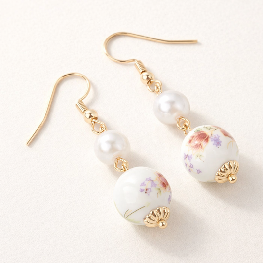 Boucles d’oreilles Pendantes Perles Rose & Violet | Délicatesse