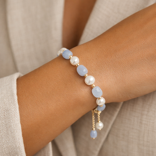 Bracelet Perles Bleu clair & Blanc | Douceur