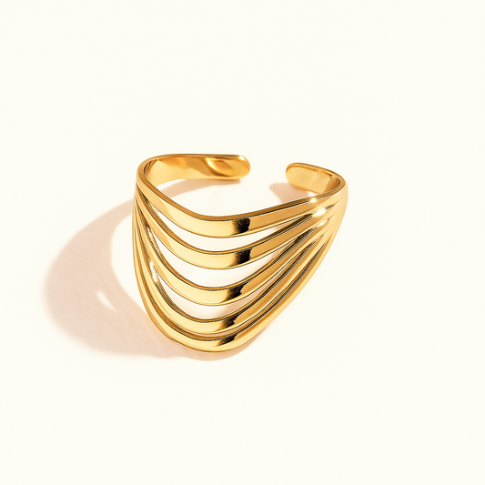 Bague Dorée Architecturale | Moderne