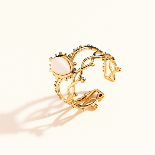 Bague Ajourée & Pierre Nacrée | Éclat Divin