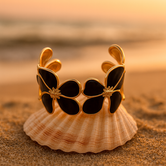 Manchette Fleurs Marron & Doré | Sublime