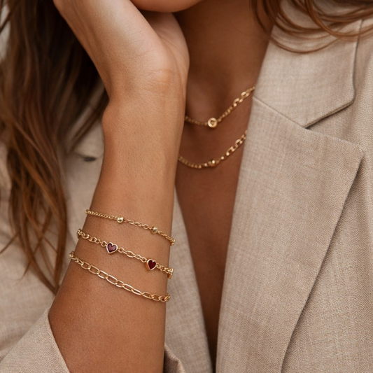 Trio de Bracelets Dorés Cœurs & Chaînes | Harmonie Délicate