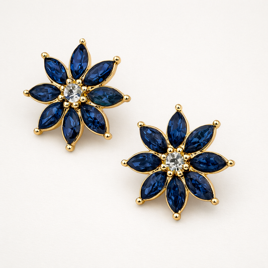 Boucles d’Oreilles Fleur Marquise | Bleu